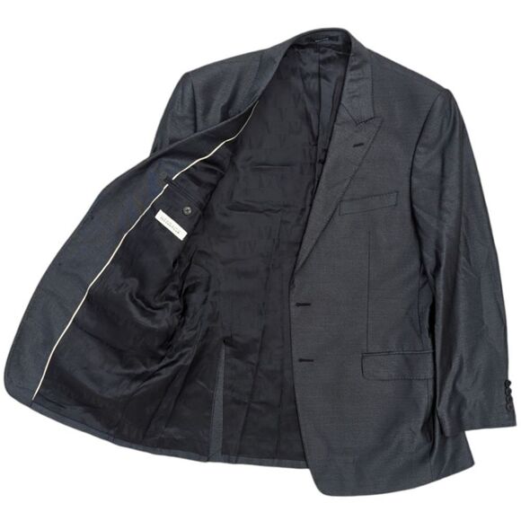 Versace Collection Men's 54R Wool & Silk Shiny Blue Two Button Blazer - Picture 4 of 7